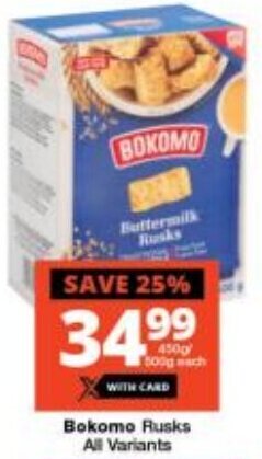 Checkers Bokomo Rusks All Variants offer