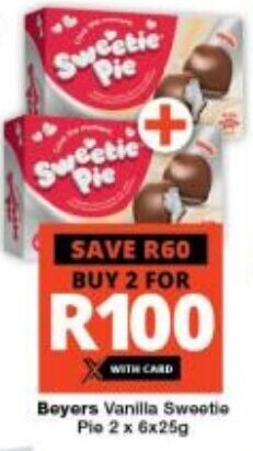Checkers Beyers Vanilla Sweetie Pie 2 x 6x25g offer