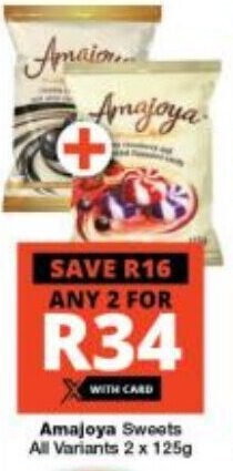 Checkers Amajoya Sweets All Variants 2 x 125g offer