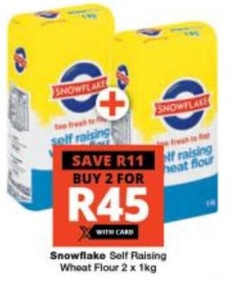 Checkers Snowflake Self Raising Wheat Flour 2 x 1kg offer
