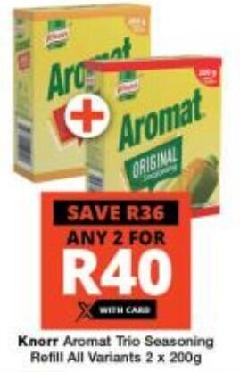 Checkers Knorr Aromat Trio Seasoning Refill All Variants 2 x 200g offer