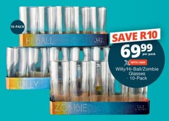Willy/Hi-Ball/Zombie Glasses . 10-Pack