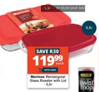 Checkers Marinex Rectangular Glass Roaster with Lid -3,5L offer
