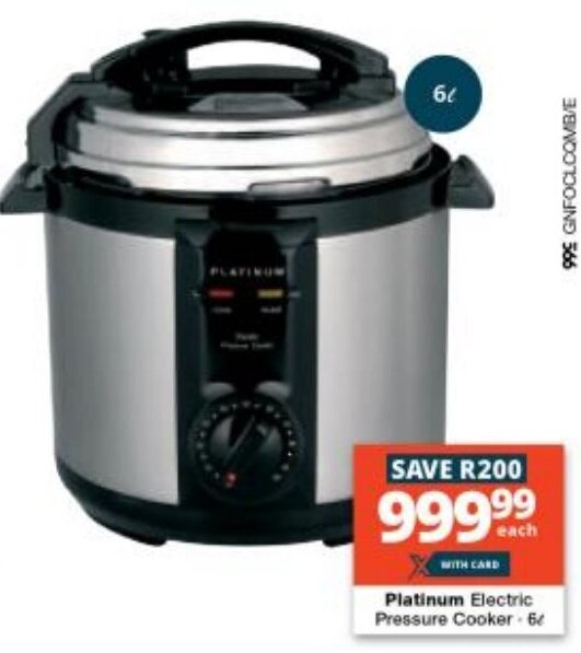 Platinum Electric Pressure Cooker 5L offer at Checkers