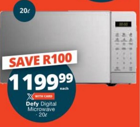 Defy Digital Microwave 20L offer at Checkers