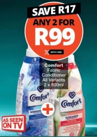 Checkers Comfort Fabric Conditioner All Variants 2 x 800ml offer