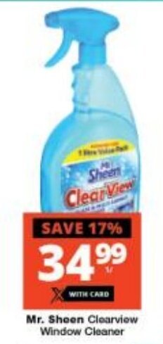 Checkers Mr. Sheen Clearview Window Cleaner offer