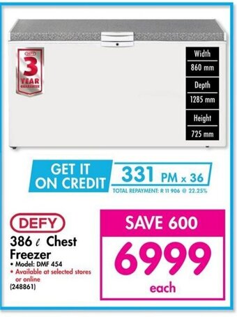 DEFY 386L Chest Freezer