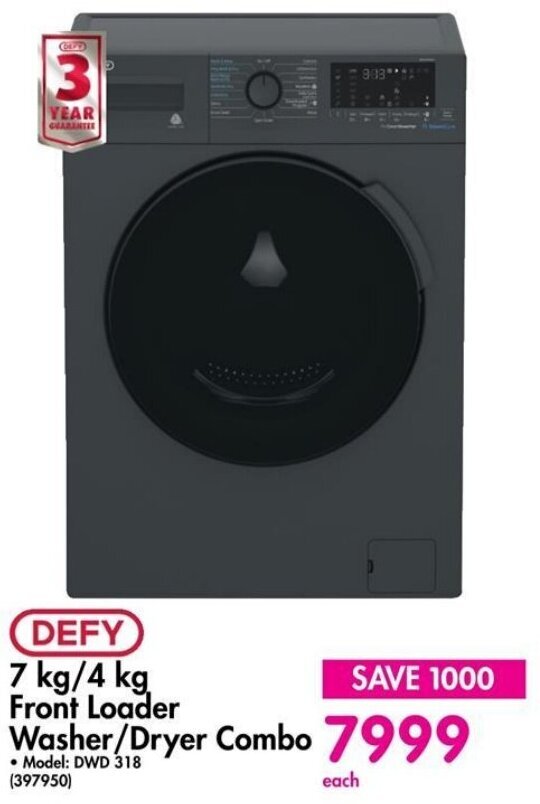 DEFY 7 kg/4 kg Front Loader Washer/Dryer Washer/Dryer Combo 7999 offer