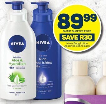 Pick n Pay Nivea Body Lotion Assorted 625ml Each offer