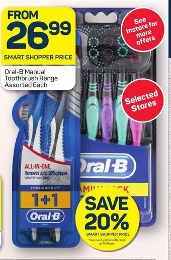 Pick n Pay Oral-B Manual Toothbrush Range Assorted Each offer