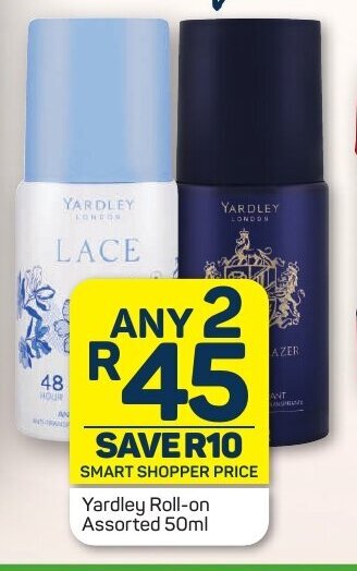 Pick n Pay Yardley Roll-on Assorted 50ml offer