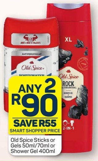 Pick n Pay Old Spice Sticks or Gels 50ml/70ml or Shower Gel 400ml offer