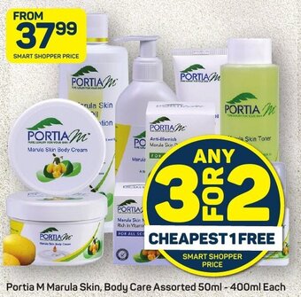 Pick n Pay Portia M Marula Skin, Body Care Assorted 50ml - 400ml Each offer