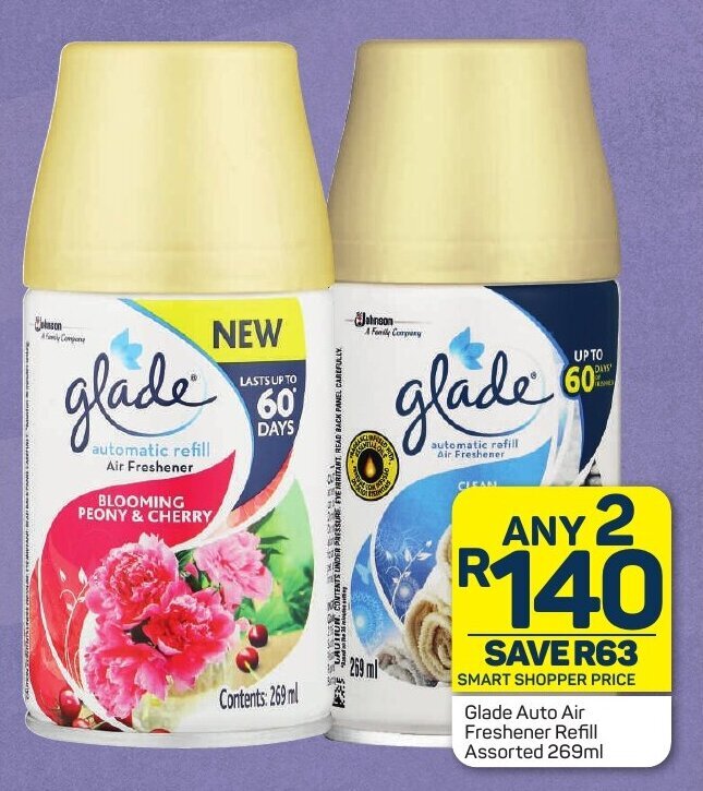 Glade Auto Air Freshener Refill Assorted 269ml offer at Pick n Pay