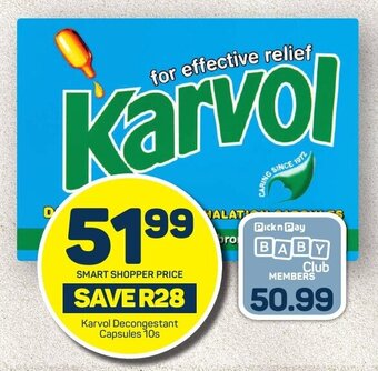 Pick n Pay Karvol Decongestant Capsules 10s offer