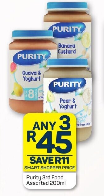 Pick n Pay Purity 3rd Food Assorted 200ml offer