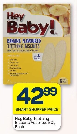 Pick n Pay Hey Baby Teething Biscuits Assorted 50g Each offer