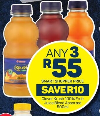 Pick n Pay Clover Krush 100% Fruit Juice Blend Assorted 500ml offer