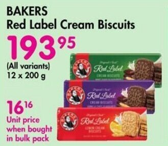 Makro BAKERS Red Label Cream Biscuits offer