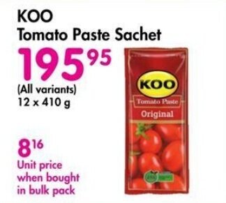 Makro KOO Tomato Paste Sachet offer