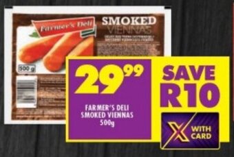 Shoprite FARMER'S DELI SMOKED VIENNAS 500g offer