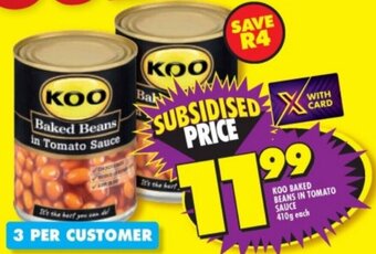 Shoprite KOO BAKED BEANS IN TOMATO SAUCE 410g each offer