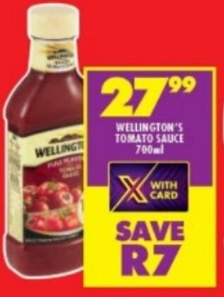 Shoprite WELLINGTON'S TOMATO SAUCE 700ml offer