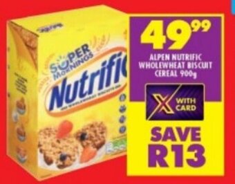 Shoprite ALPEN NUTRIFIC WHOLEWHEAT BISCUIT CEREAL 900g offer