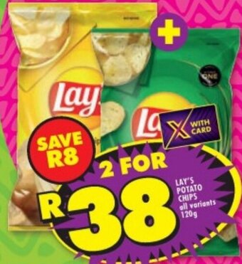 Shoprite LAY'S POTATO CHIPS all variants 120g offer