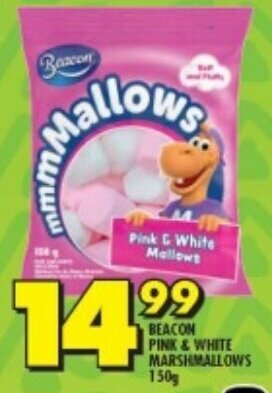 Shoprite BEACON PINK & WHITE MARSHMALLOWS 150g offer