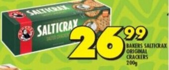 Shoprite BAKERS SALTICRAX ORIGINAL CRACKERS 200g offer