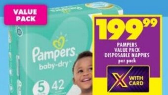 Shoprite PAMPERS VALUE PACK DISPOSABLE NAPPIES per pack offer