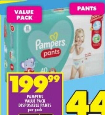 Shoprite PAMPERS VALUE PACK DISPOSABLE PANTS per pack offer
