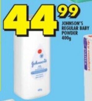 Shoprite JOHNSON'S REGULAR BABY POWDER 400g offer