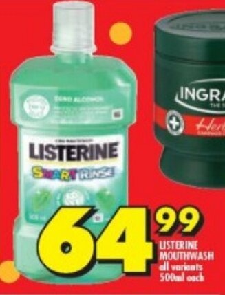 Shoprite LISTERINE MOUTHWASH all variants 500ml each offer