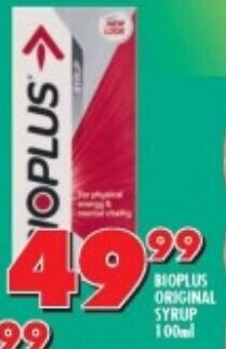 Shoprite BIOPLUS ORIGINAL SYRUP 100ml offer