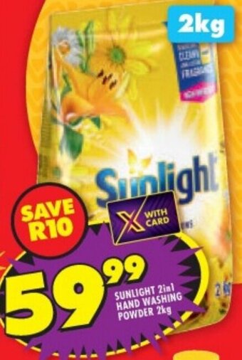 Shoprite SUNLIGHT 2in1 HAND WASHING POWDER 2kg offer