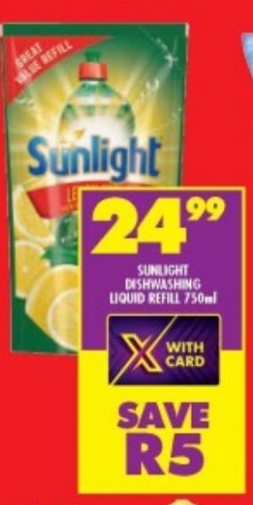 Shoprite SUNLIGHT DISHWASHING LIQUID REFILL 750ml offer
