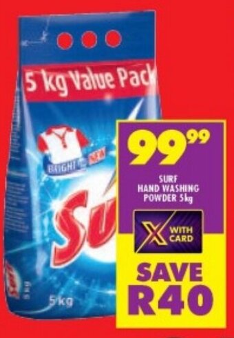 Shoprite SURF HAND WASHING POWDER 5kg offer