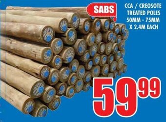 Boxer Build CCA / CREOSOTE TREATED POLES 50MM -75MM X 2.4M EACH offer