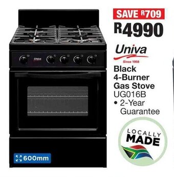 OK Furniture Univa Black 4 Burner Gas Stove offer