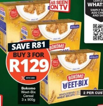 Checkers Bokomo Weet-Bix Cereal 3 x 900g offer