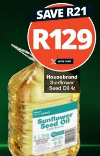 Checkers Housebrand Sunflower Seed Oil 4L offer