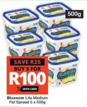 Checkers Blossom Lite Medium Fat Spread 5 x 500g offer