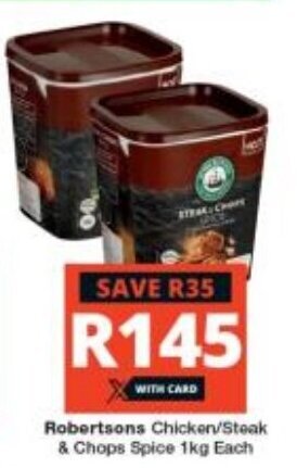 Checkers Robertsons Chicken/Steak & Chops Spice 1kg Each offer