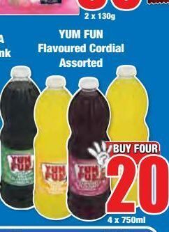 Boxer Yum fun flavoured cordial assorted offer