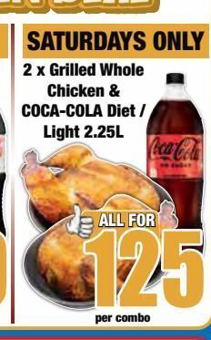 Boxer 2 x griled whole chicken & coca-cola diet / light 2.25l offer