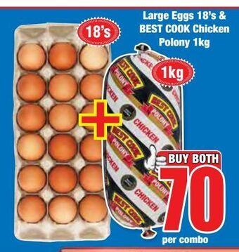 Boxer Large eggs 18`s & best cook chicken polony 1kg offer