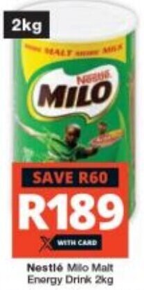 Checkers Nestlé Milo Malt Energy Drink 2kg offer